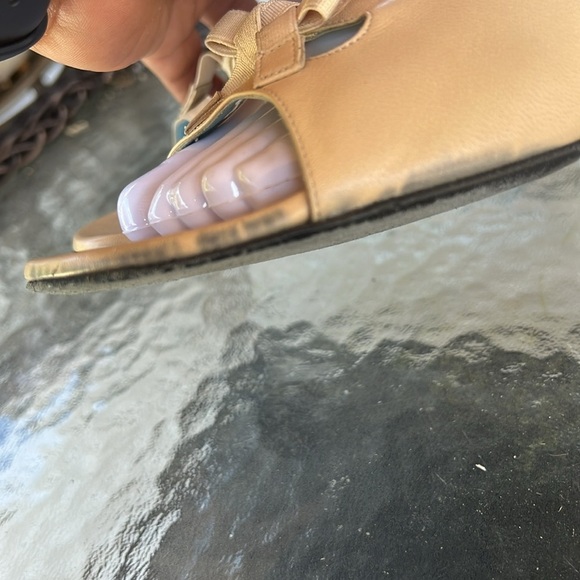 Thierry Rabotin Nude Leather Slingback Sandals 38.5 | Bow Detail Made in Italy - Picture 6 of 10